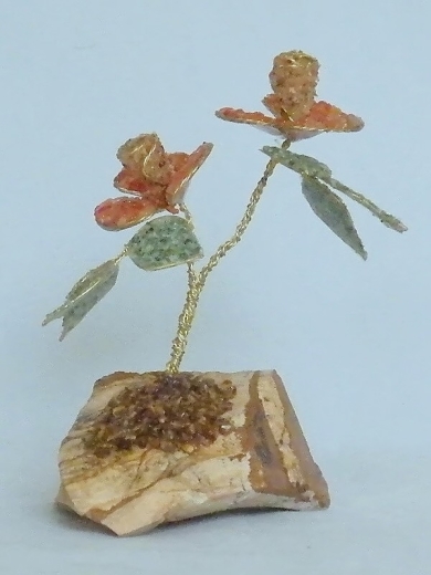 Zwei Rosen (± 12 cm) mit Karneol
